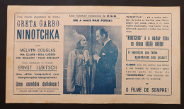 Portugal Cinéma Movies Feuille MGM Sheet Ernst Lubitsch Ninotchka Greta Garbo Melvyn Douglas 1956 - Programs