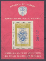 1968 Colombia 1142/B30 Used 100 Years Of Antioquia's First Stamps 3,60 € - Briefmarken Auf Briefmarken