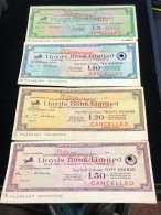 TRAVELLER S L1OYDS -CHEQUES SPECIMEN(BANK NOTE COMPANY) YEAR 1975- /L5 10 20 50  )4pcs Good Quality - Otros – América