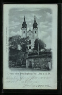 Mondschein-AK Pöstlingberg Bei Linz, Vorderansicht Der Kirche  - Autres & Non Classés