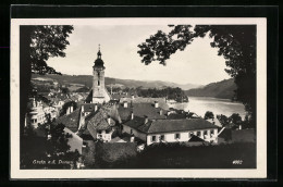 AK Grein A. D. Donau, Ortspartie Mit Kirche Und Blick übers Wasser  - Sonstige & Ohne Zuordnung