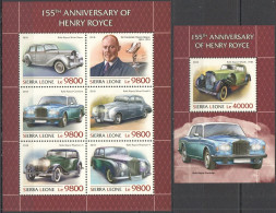 Hm1523 2018 Sierra Leone Henry Royce Cars Rolls-Royce #10255-0+Bl1562 Mnh - Cars