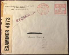 Etats-Unis, Oblitération Mécanique Sur Enveloppe De New York 21.5.1941 + Contrôle Postal, Pour La France - (B2817) - Marcofilie