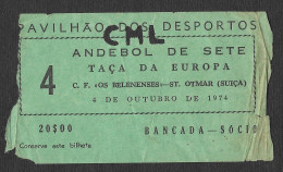 Ticket Handball Andebol 1974 Belenenses Portugal TSV St. Otmar St. Gallen Suisse Switzerland Match Game - Toegangskaarten