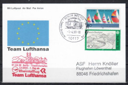 1998 Berlin - Friedrichshafen    Lufthansa First Flight, Erstflug, Premier Vol ( 1 Card ) - Otros (Aire)