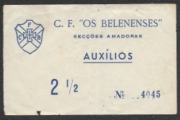 Ticket Section Amateur Clube Futebol Os Belenenses Portugal Around 1975 Amateur Match Game Footbsall Soccer - Toegangskaarten