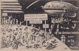 4 CP Surrealism Futurism End Of The World  Dirigible Clement Bayard Airplane  Parachute  ELD Fin Du Monde - Andere & Zonder Classificatie