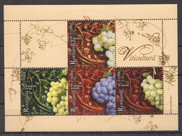 Rm156 2005 Romania Nature Wine Fruits Grapes Bl359 Michel 6,4 Euro Mnh - Other & Unclassified
