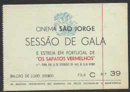 Portugal Billet Gala Ouverture Cinema São Jorge Lisboa Lisbonne 1950 The Red Shoes Michael Powell Movies Theater Ticket - Tickets - Vouchers