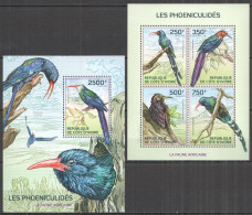 Ic24 2014 Ivory Coast African Fauna Birds Hoopoes Phoeniculus #1564-7+Bl200 Mnh - Other & Unclassified