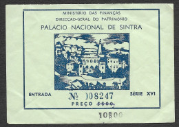 Portugal Ancienne Billet Palais De Ville Sintra Palácio Da Vila Chateau Palace Old Ticket - Biglietti D'ingresso