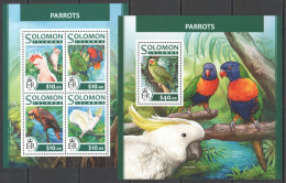 Ls736 2017 Solomon Islands Parrots Fauna Birds #4441-45 1Kb+1Bl Mnh - Sonstige & Ohne Zuordnung