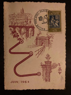 CP JUIN 1964 TP MOUCHON 0,25 OBL.11-14 VI 64 LONGWY-PARIS RALYE PHILATEC PARIS LUXEMBOURG - Briefmarkenausstellungen