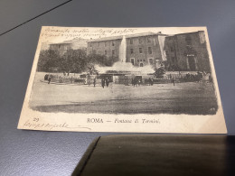 ROMA PIAZZA DI TERMINI FONTANA DELL'ACQUA MARCIA 1900 ANIMATA - Otros Monumentos Y Edificios