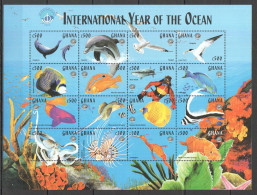 Pk074 1998 Ghana Marine Life International Ocean Unesco 1Sh+1Bl Mnh Stamps - Marine Life