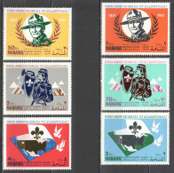 Ar042 1967 Manama Air Mail Reflective Foil Overprint Scouting #31A-36A 1Set Mnh - Ungebraucht