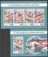 Hm1038 2018 Central Africa Royal Air Force Military Aviation #8305-8+Bl1866 Mnh - Militaria