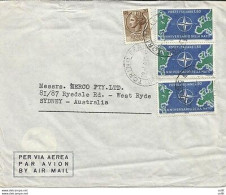 N.A.T.O. Lire60 3 Esemplari+complementare Su Busta Aerea Per L'Australia - 1946-60: Poststempel
