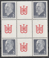 DDR: 1962, Zusammendruck: Herzstück Mi. Nr. HZ 10, 5 Pfg. Walter Ulbricht.   **/MNH - Zusammendrucke