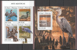 Hm1103 2018 Sao Tome & Principe Water Sea Birds Fauna #7728-1+Bl1394 Mnh - Sonstige & Ohne Zuordnung