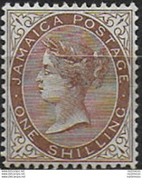 1906 Jamaica Victoria 1s. Brown MH SG N. 53 - Andere & Zonder Classificatie