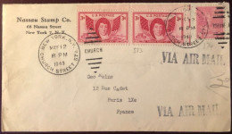 Etats-Unis, Divers Sur Enveloppe De New York CHURCH STREET STA. 12.5.1949 Pour La France - (B2825) - Marcophilie