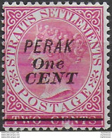 1891 Perak Malaysian States One CENT Type 30 With Bar MH SG N. 57 - Other & Unclassified