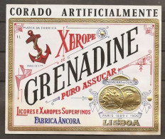 Portugal Etiquette Sirop Grenadine Ancre Medailles Expo Universelle Paris 1889 Et 1990 Label Anchor - Autres & Non Classés