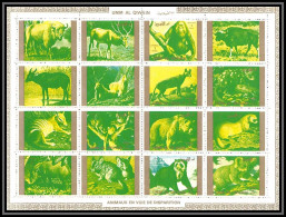 0225/ Umm Al Qiwain N° 1530 / 1545 Variété Print Error Missing Color Animaux - Animals Orang Utan Bear Koala Wolf - Sonstige & Ohne Zuordnung