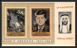0217/ Umm Al Qiwain Bloc N° 8 B John Fitzgerald Kennedy Non Dentelé Imperf ** MNH 1967 Overprint - Umm Al-Qiwain