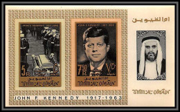 0217/ Umm Al Qiwain Bloc N° 2 B John Fitzgerald Kennedy Non Dentelé Imperf ** MNH 1965 - Kennedy (John F.)