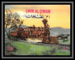 0207c/ Umm Al Qiwain N°505 Old Locomotive From Usa Train Timbre 3D Stamp  - Umm Al-Qiwain