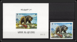 0173e/ Umm Al Qiwain ** MNH Michel N°481 B Ours Bear Non Dentelé Imperf + Deluxe Miniature Sheet Amimaux Animals - Umm Al-Qaiwain