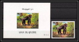 0173a/ Umm Al Qiwain ** MNH Michel N°479 B Gorille Gorilla Non Dentelé Imperf + Deluxe Miniature Sheet Amimaux Animals - Umm Al-Qaiwain