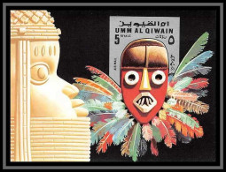 0135/ Umm Al Qiwain ** MNH Michel Bloc N°54 Masques Masks From Africa Silver Backgroung 1972 - Andere & Zonder Classificatie