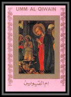 0112c Umm Al Qiwain Deluxe Blocs ** MNH Mi N°1175 Adoration Christ Peinture Tableaux Paintings Non Dentelé Imperf  - Religie