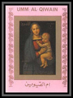 0112e Umm Al Qiwain Deluxe Blocs ** MNH Mi 1172 Virgin And Child Christ Peinture Tableaux Paintings Non Dentelé Imperf  - Umm Al-Qiwain