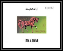 0086d/ Umm Al Qiwain Deluxe Blocs ** MNH Michel N° 496 Cheval (horse - Horses) Tirage Numéroté - Umm Al-Qaiwain