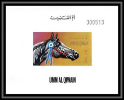 0086c/ Umm Al Qiwain Deluxe Blocs ** MNH Michel N° 501 Cheval (horse - Horses) Tirage Numéroté - Umm Al-Qiwain