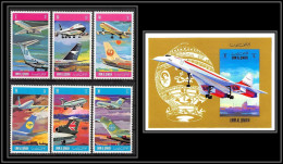 0089a Umm Al Qiwain Mi 603/608 A Bloc 47 Avions Airlines Planes Concorde 1972 Boac Panam Lufthansa Scandinavian ** MNH - Umm Al-Qaiwain