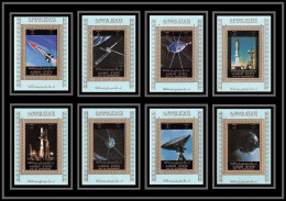 0085/ Ajman Deluxe Blocs ** MNH Michel N° 2781/2888 Espace Space Progress Tirage Bleu Satellite Probes Rocke Télescope - Asia