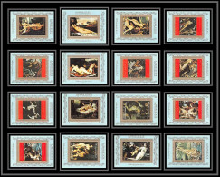 0082/ Ajman Deluxe Blocs ** MNH Michel N° 2555 / 2570 Tableau (tableaux Painting) Nude Paintings Tirage Bleu - Religious