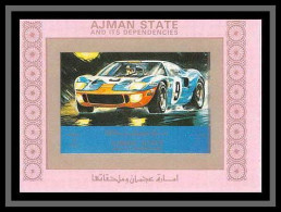 0060j/ Ajman Deluxe Blocs ** MNH Michel N° 2759 Voiture De Course Racing Car Tirage Rose Pink Non Dentelé Imperf - Autos