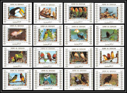 0057/ Umm Al Qiwain Deluxe Blocs ** MNH Michel N° 1402 / 1417 Parrots And Finches Oiseaux (birds) Tirage Blanc White - Papageien