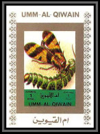 0036e/ Umm Al Qiwain Deluxe Blocs ** MNH Mi 1347 Shift Color Error Papillons Butterflies Insect Blanc Non Dentelé Imperf - Umm Al-Qiwain
