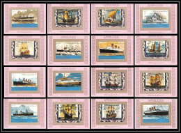 0068/ Ajman Deluxe Blocs ** MNH Michel N° 2861 / 2876 Bateau (boat-SHIP - Ships) Rose Non Dentelé Imperf  - Ships