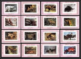 0034/ Umm Al Qiwain Deluxe Blocs ** MNH Michel N° 1130 / 1145 Animaux - Animals Tirage Rose Pink Non Dentelé Imperf - Other & Unclassified