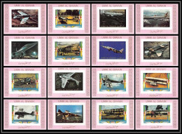 0009/ Umm Al Qiwain Deluxe Blocs ** MNH Mi N° 1274 / 1289 Aéroplanes Avions Planes Concorde Rose Non Dentelé Imperf - Airplanes