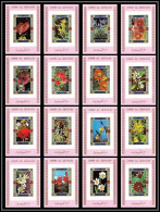 0002/ Umm Al Qiwain Deluxe Blocs ** MNH Mi N° 1034 / 1049 Fleurs Flowers Orchides Orchids Rose Non Dentelé Imperf - Umm Al-Qiwain