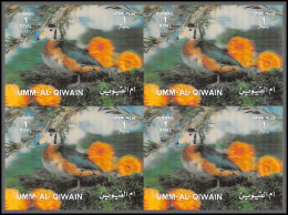 0446/ Umm Al Qiwain ** MNH N°1591 Oiseaux (birds) 3d PLASTIC BLOC 4 1972 Non Dentelé Imperf - Umm Al-Qiwain